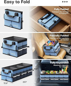 Car Trunk Organizer - Trunk Organizer for SUV with Removable Cooler Bag, Foldable Cover, 3 Compartment Car Storage Essential Car Accessories for Truck, Van & Sedan, Blue, 33.1" x 12.6" x 11.0"