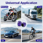 4 Pack Handmade Crystal Rhinestone Tire Valve Stem Caps, Universal for Cars, Trucks and Motorcycles - Deep Blue