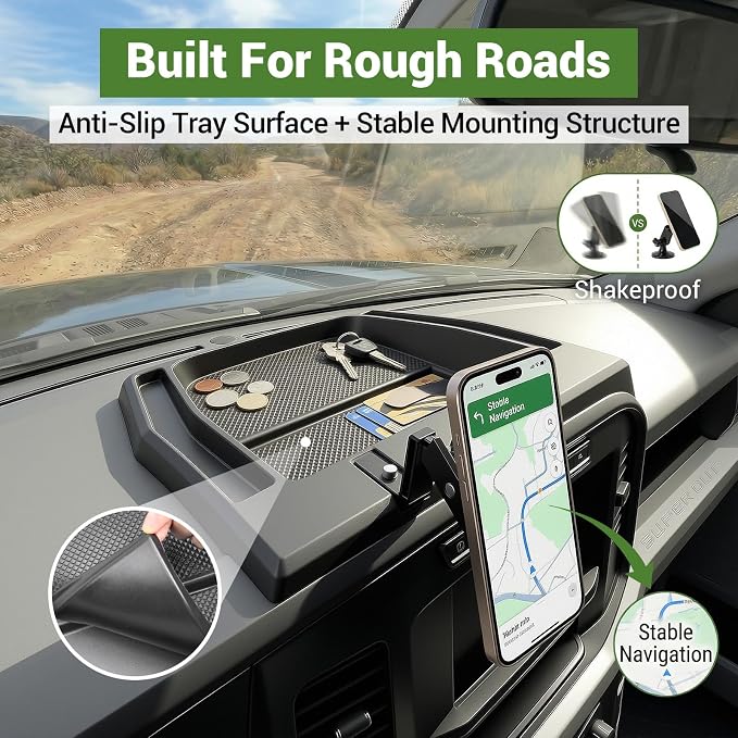 Magnetic Phone Mount Holder for 2023-2026 Ford F250 F350 F450 Super Duty(Without Center Dashboard Speaker) Dash Cell Phone Cradles Adjustable Phone Stand Accessories for 2023+ F250-F450