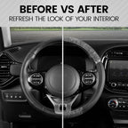 Chrome Wood Grain Black & Gray Steering Wheel Cover for Cars, Trucks, Van, SUVs - Elegant and Comfortable Grip Accessories