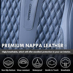 Coverado Front Seat Covers, Car Seat Covers Front Seats, Nappa Leather Seat Covers for Cars, Waterproof Seat Covers with Lumbar Support Universal Fit for Most Cars SUV Trucks (Front, Blue)