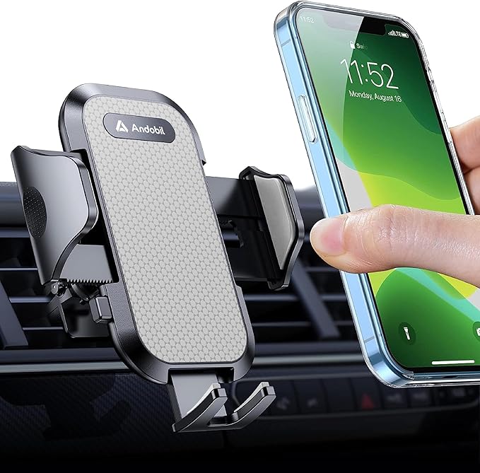 2026 Upgraded Car Phone Holder Mount for Vent, Military Sturdy Metal Clip Air Vent Phone Holder for Your Car Easy Used Cell Phone Car Mount for iPhone 17 16 15 14 13 12 Pro Max Samsung Grey