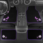 Butterfly Steering Wheel Cover and Waterproof Car Floor Mats,Purple Car Mats 14.5-15inch Steering Wheel Covers Universal Fit for Suvs,Sedans Cars,for Women Girl(Black and Purple)