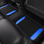 Faux Leather Steering Wheel Cover and Waterproof Car Floor Mats,Universal Car Combo Fit for 95% Sedan,SUV,Cars,14.5-15inch Sporty Anti-Slip Safety Comfortable Design(Black＆Bule)
