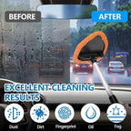 Car Windshield Cleaning Tool, Car Windshield Window Cleaner, Auto Window Glass Cleaning Kit with Extendable Handle & Reusable Microfiber Pad & Spray Bottle, Universal Car Accessories (Orange)