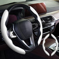 2pcs Car Steering Wheel Cover,Anti-Skid Carbon Fiber Steering Wheel Protector for Men Women,Multiple Color Options,Universal for Most Car Interiors Accessories (White)
