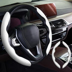 2pcs Car Steering Wheel Cover,Anti-Skid Carbon Fiber Steering Wheel Protector for Men Women,Multiple Color Options,Universal for Most Car Interiors Accessories (White)