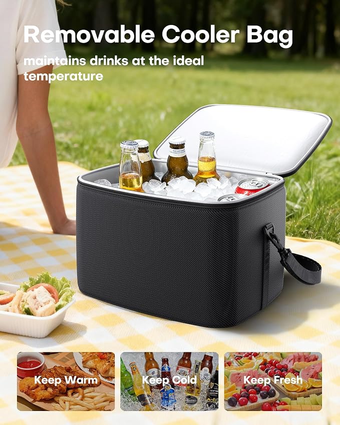 Trunk Organizer - 3-Compartment Car Organizer and Storage with Cooler Bag, Foldable Car Storage Organizer for SUV with Handles & Strap for Shopping, Picnic, 33.1" x 13.0" x 11.8", Black