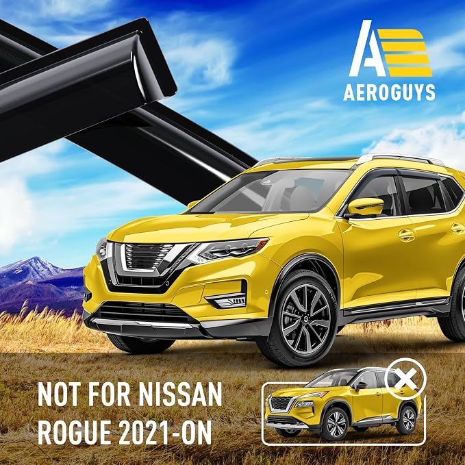 Extra Durable Window Deflectors Tape-On Window Visors Rain Guards Fit for Nissan Rogue 2014-2020, Sun Visors, Wind Vent for Shades, Exterior Car Accessories - 4pcs. AG0287
