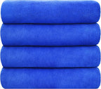 Microfiber Bath Towels, Extra Large Bathroom Towel Set, Pack of 4, 30" x 60" - Soft and Absorbent Towel for Hair, Swimming, Fitness, Sport, Yoga, Dark Blue