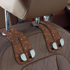 CoBak Purse Hook for Car - Universal Premium Stitched Leather and Aluminum-Magnesium Alloy Double Car Seat Back Storage Hook for Purses, Handbags, Bags (2 Pack),Brown Glitter