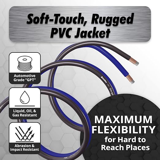 1/0 Gauge Wire (50ft) Copper Clad Aluminum CAA - Primary Automotive Wire, Car Amplifier Power, Ground & Battery Cable, Car Audio Speaker Stereo, RV Trailer Wiring Welding Cable 1/0ga