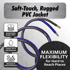 1/0 Gauge Wire (50ft) Copper Clad Aluminum CAA - Primary Automotive Wire, Car Amplifier Power, Ground & Battery Cable, Car Audio Speaker Stereo, RV Trailer Wiring Welding Cable 1/0ga