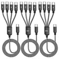 USB C Splitter Multi Charging Cable 3Pack, Dual Type C Charger Cord,4 in 1 Multiple Nylon Braided Cable with 4 Type-C Connectors Compatible with iPhone 17 16 Pro Max/Galaxy/Tablets/Google 5FT