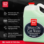 Griot's Garage Spray-On Car Wash for Vehicle Cleaning and Detailing, Rinseless and Waterless, No Hose and Bucket Needed, With Carnauba Wax Protection, 11066, One Gallon
