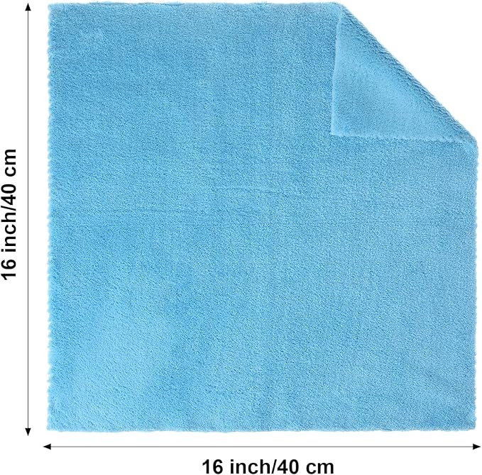 30 Pcs 16 x 16 Inch edgeless Microfiber Plush Towels for Cars Detailing Drying Wash Polishing Absorbent Cleaning Cloths, 500 GSM (Light Blue, White, Yellow)