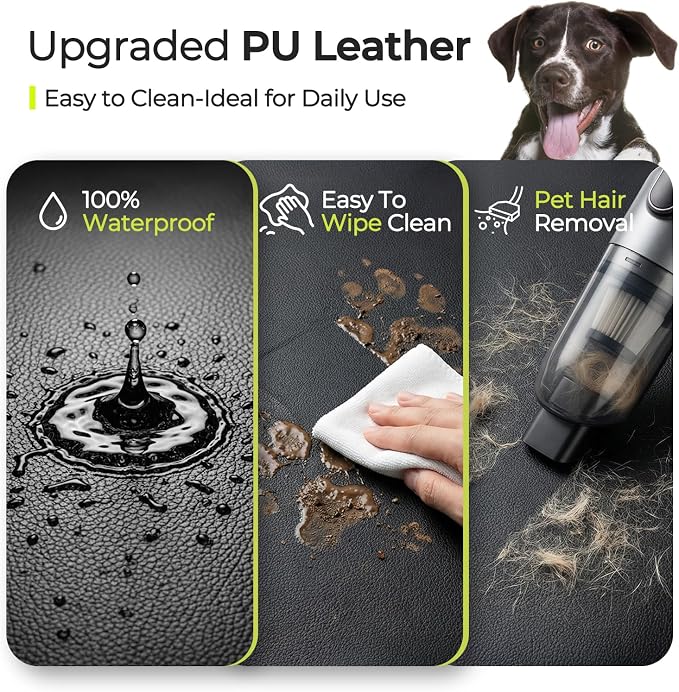 Back Seat Extender for Dogs, Hard Bottom Dog Car Seat Cover for Back Seat, Upgraded Waterproof PU Leather, Easy to Clean, Anti-Scratch & Durable Dog Hammock for Car and SUV, Holds 400lbs, Black