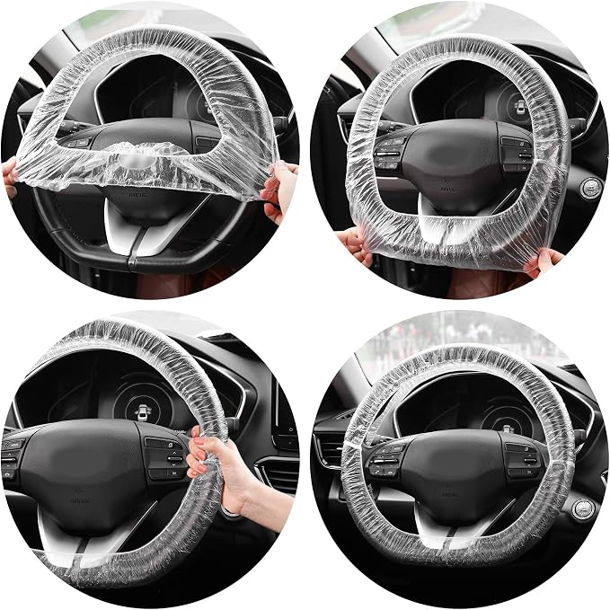 25PCS Disposable Steering Wheel Covers,Disposable Steering Wheel Protector with Elastic for Avoiding Scuffs & Scratches,Universal Car Steering Wheel Cover Car Accessories