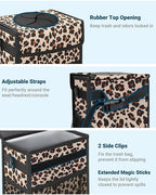 Car Trash Can with Lid, Leakproof Car Trash Bag Hanging Waterproof Automotive Garbage Can with Storage Pockets Mini Vehicle Trash Bin for Back/Front Seat(Leopard,3 Gallon)