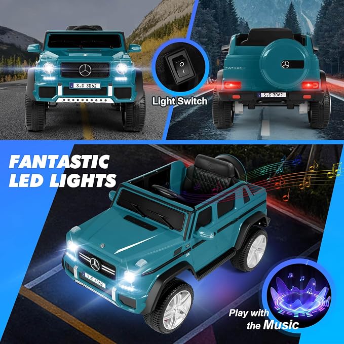 JOYLDIAS Kids Ride On Cars, Licensed Mercedes-Benz Maybach G650S, 12V7AH Battery Powered Toy Electric Car for Kids W/LED Underglow Lights,Remote Control,2 Motors,3 Speeds,Music,Bluetooth,Peacock Blue