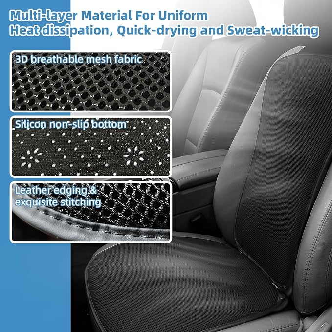Cooling Car Seat Cover, 12V 3-Speed Car Seat Ventilated Cushion, Car Seat Cooling Pad,Universal Fit for SUV Truck Accessories, Black
