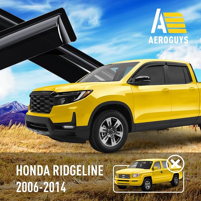 Extra Durable Window Deflectors Tape-On Window Visors Rain Guards Fit for Honda Ridgeline 2017-2026, Sun Visors, Wind Vent for Shades, Exterior Car Accessories - 4pcs. AG0945