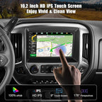 10.2 Inch QLED Carplay Screen for Chevrolet Silverado & GMC Sierra 2014-2018(Without Bo-se System),Android 13 Silverado Radio Stereo Support Wireless Carplay &Android Auto,Bluetooth&GPS,2+64GB