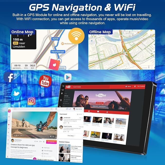Android Radio for Mazda 6 2007-2012 with Wireless Carplay and Android Auto | [4+64G] Car Stereo 9 Inch Touchscreen, GPS Navi, WiFi, EQ Audio, SWC, Mirror Link, Bluetooth + AHD Backup Camera
