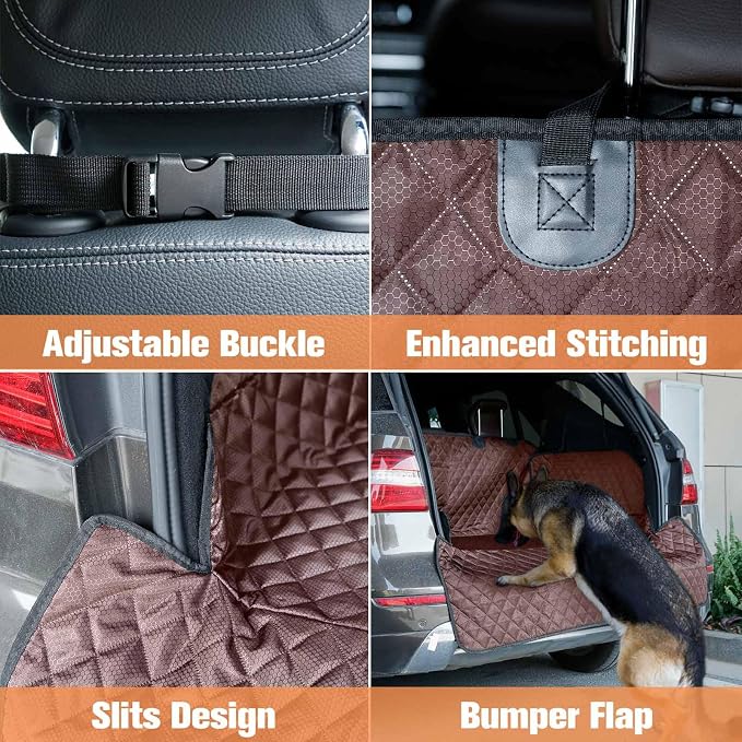 SUV Cargo Liner for Dogs, Waterproof Trunk Cover for SUVs with Bumper Flap Protector, Scratchproof Durable 600D Oxford Fabric, Non-Slip, Machine Washable