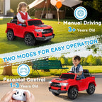 Licensed Chevrolet Colorado Electric Car for Kids, 12V Ride on Toys for Toddlers with Remote Control, Battery Powered Electric Car Ride On Vehicle w/Bluetooth, Soft Start, LED Lights - Red