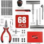 68-Piece All-in-One Heavy Duty Tire Plug Kit – Professional Tire Repair Set, T-Handle Tools, Valve Kit, 40 Plugs, Pliers, Knife – Universal for Car