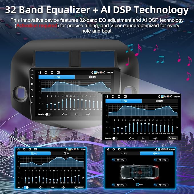 4+64G Android Car Stereo for Toyota RAV4 2007-2011, Wireless Carplay & Android Auto - 10 Inch IPS Touchscreen Radio with 32EQ DSP, WiFi, FM RDS, GPS, Mirror Link + AHD Rear View Camera