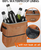 3 Gallons Car Trash Can, Ultra Large Capacity Organizer and Storage with Adjustable Straps & Magnetic Snaps, Waterproof Car Accessory for Interior Car Stuff Storage, Brown