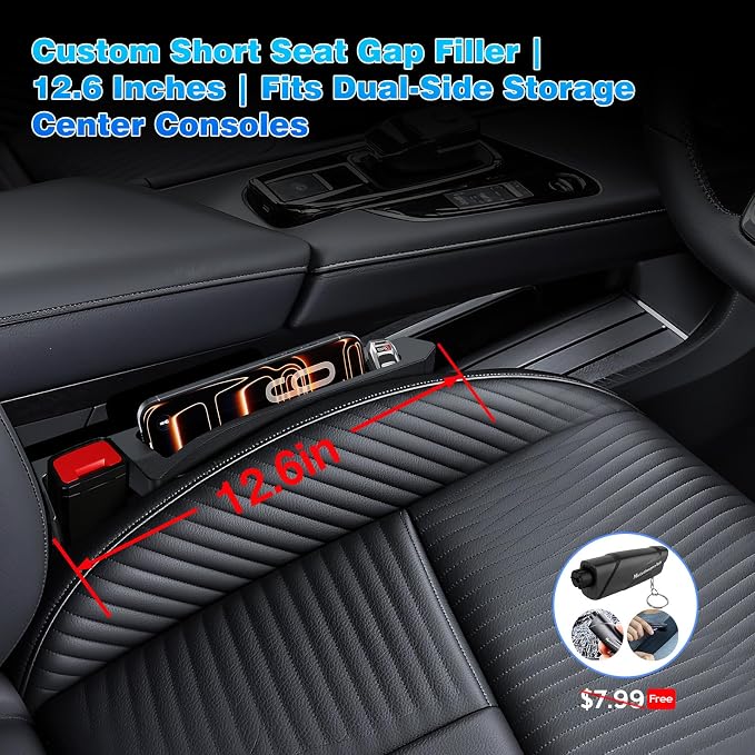 Half-Sized Seat Gap Filler Compatible with 2019-2026 RAM 1500 2500 3500| Zero Obstruction to Lower Center Console Storage | Anti-Drop Organizer | Window Breaker Interior Accessories