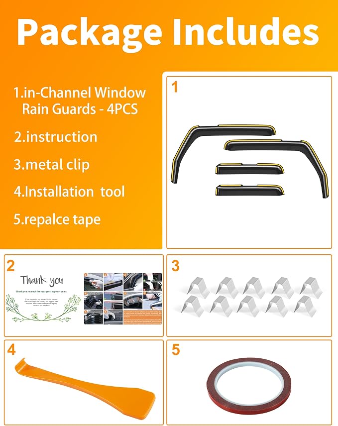 in-Channel Window Rain Guard for Jeep Wrangler JK 2007-2018 Rain Guards Side Window Visors Low Profile Vent Visor Window Deflectors Vent Shades Car Accessories