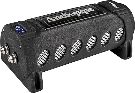 Car Audio 24 Volt Surge Power 10 Farad Capacitor Kit for Car Stereo Amplifier with Digital Display and Electronic Protection, Black (ACAP-D10000)