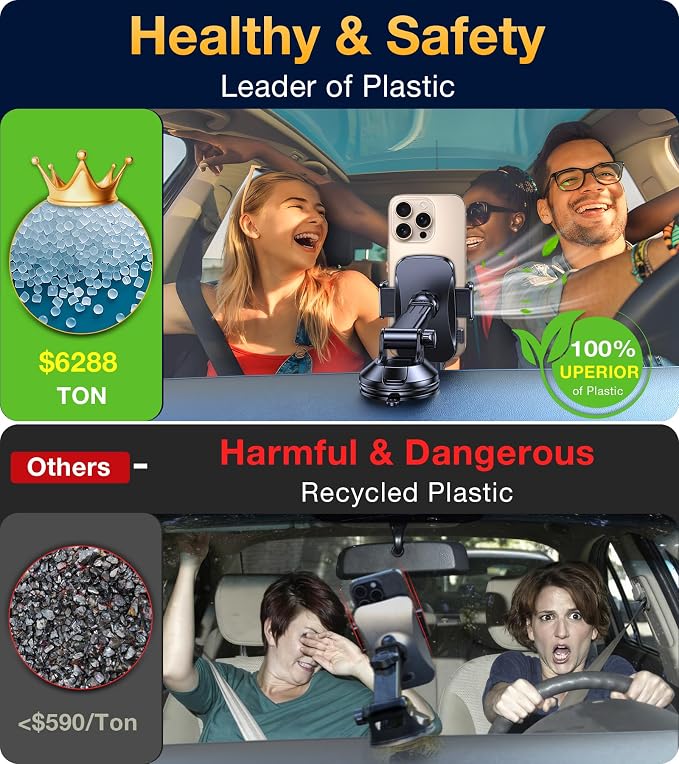 Phone Holders for Your Car Phone Holder Mount【Super Suction】 Cell Phone Holder for Car Accessories for Women Men【360° Adjustable】 Suction Phone Mount for Car, Window, Bathroom
