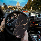 Car Registration and Insurance Card Holder, Vehicle License Document Glove Box Compartment Organizer, Interior Car Accessories for Women Men (Marble Black)