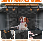 Waterproof Dog Car Seat Cover for Back Seat, Pet Hammock- S, Black/Orange | Durable waterproof hammock with nonslip design & storage pockets. Protects seats from scratches, fits cars, SUVs & trucks.