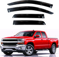KPY Rain Guards for 2014-2018 Chevrolet Silverado/GMC Sierra 1500 Double Cab, Out-Channel Window Visor Vent Deflector, Truck Accessories for 2015-2019 Chevy Silverado/Sierra 2500HD 3500HD Extended Cab