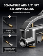 25.6'' Heavy-Duty Tire Pressure Gauge with Inflator, Dual Head Chuck ANSI B40.1 Accurate Tire Inflator with Pressure Gauge, 10-120PSI, Compatible with 1/4" NPT Air Compressor