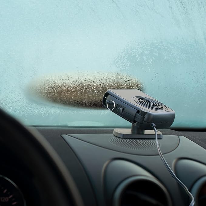 12650 12V Portable Window Defroster for Car, Truck, SUV, Jeep, 2 in 1 Fast Car Heater and Defogger with Plug in Cigarette Lighter, Black