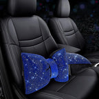 2 PCS Bling Car Pillows,Rhinestones Bowknot Car Headrest Pillow,Car Neck Pillow for Driver Relax Necksupport,Sleeping Travel Support Neck Pillow,Shiny Diamond Interior Accessories for Women,Blue