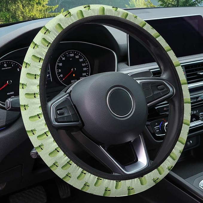 Funny Pickle Steering Wheel Cover, Non Slip Polyester Car Wheel Protector for Car SUV Truck, Universal 15 Inch