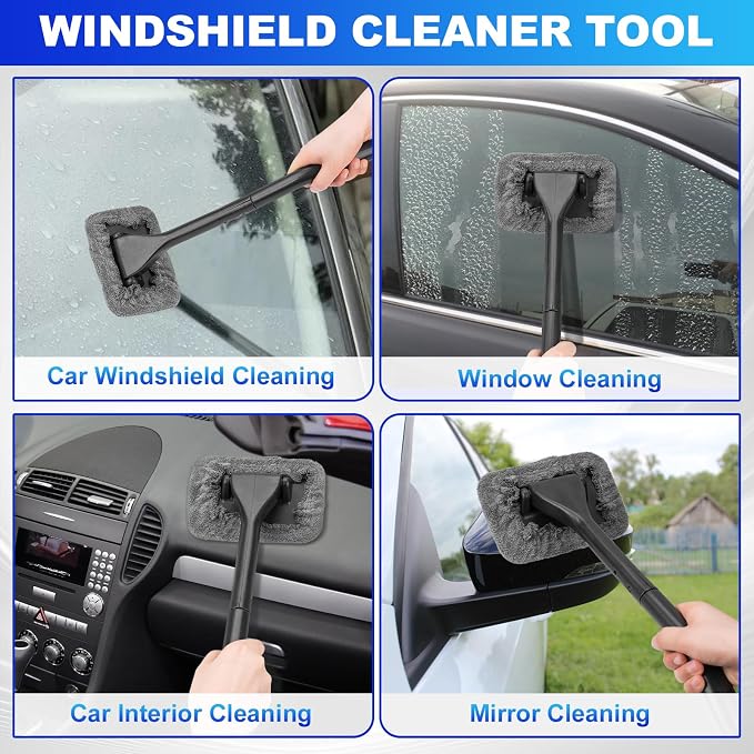 Windshield Cleaner Tool, Car Interior Cleaning Kit, Car Detailing Kit Interior Cleaner with10Pcs Detailing Brush Set, Gray Auto Detailing Supplies & Accessories