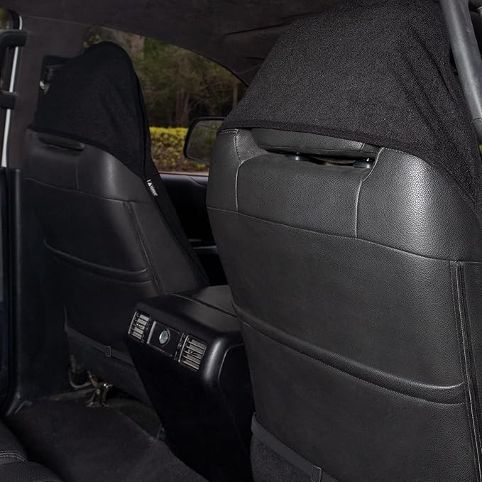 2pcs Waterproof Towel Front Seat Covers Black Non-Slip Bucket Seat Dog & Kid Auto Protector