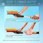 27" Car Snow Brush and Ice Scrapers for Car Windshield (2 Pack) | Scratch Free Bristle Head Snow Brush & Tough Window Snow Scraper with Aluminium Body | Snow Removal Winter Car Accessories