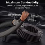 8 Gauge Wire 50 ft Black, 8 AWG Battery Cable CCA, Copper-Clad Aluminum Ground Cable for Car Audio Amp, Automotive, RV