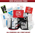 2-in-1 First Aid Kit for Car, Travel & Home, Businesses - Bonus Mini Kit for Medical Emergency Aid, Survival, Camping - 120+32 Pcs, Small+Travel FAK