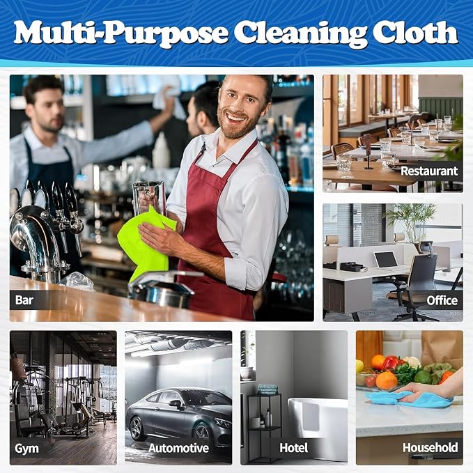 Microfiber Cleaning Cloth, Shop Towels Bulk, 24 Pack Microfiber Towels for Cars, All-Purpose Absorbent Cleaning Rags, Dust Cloth for Automotive, Mechanic, Garage, Bar, 12 x 11 inch